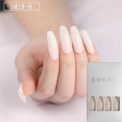 24Pcs Professional Fake Nails Long Natural Coffin False Nails Rainbow Ballerina DIY Nail Art Tips Artificial Nail Extention