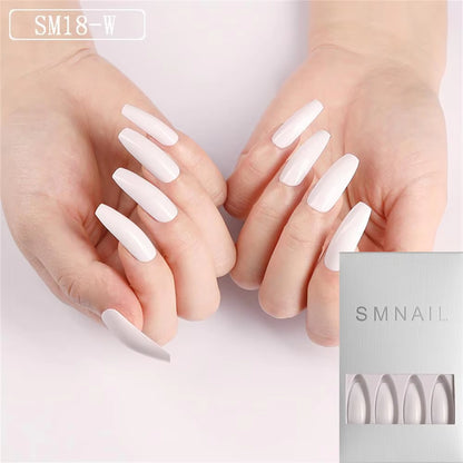 24Pcs Professional Fake Nails Long Natural Coffin False Nails Rainbow Ballerina DIY Nail Art Tips Artificial Nail Extention