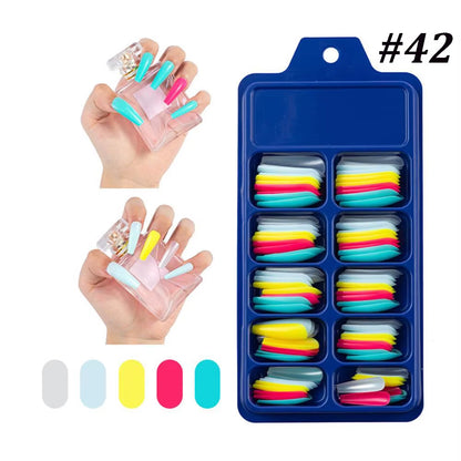 24Pcs Professional Fake Nails Long Natural Coffin False Nails Rainbow Ballerina DIY Nail Art Tips Artificial Nail Extention