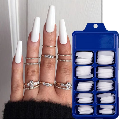 24Pcs Professional Fake Nails Long Natural Coffin False Nails Rainbow Ballerina DIY Nail Art Tips Artificial Nail Extention