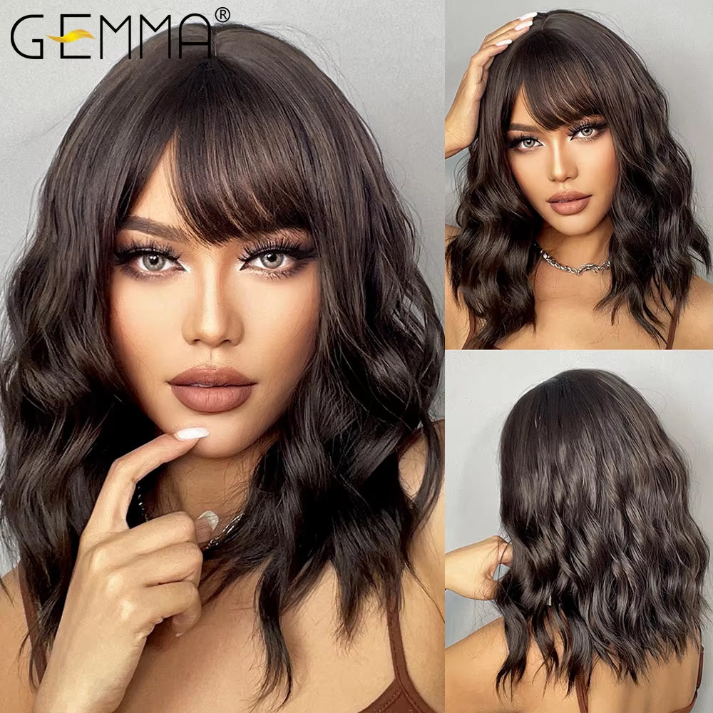 Red Brown Copper Ginger Long Straight Synthetic Wigs for Women Natural Wave Wigs with Bangs Heat Resistant Cosplay Hair