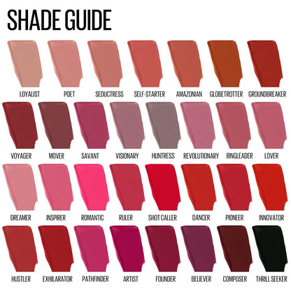 Super Stay Matte Ink Liquid Lipstick Makeup, Long Lasting High Impact Color, up to 16H Wear, Exhilarator, Ruby Red, 1 Count