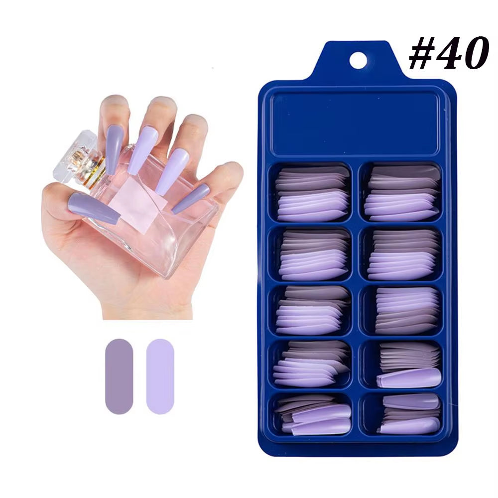 24Pcs Professional Fake Nails Long Natural Coffin False Nails Rainbow Ballerina DIY Nail Art Tips Artificial Nail Extention